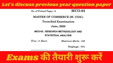 इग्नू की तैयारी कैसे करें || Ignou MCOM 2nd year Previous question paper || MCO 03 June 2020 ||