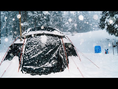 大雪のソロキャンプ|降り止まない重たい雪