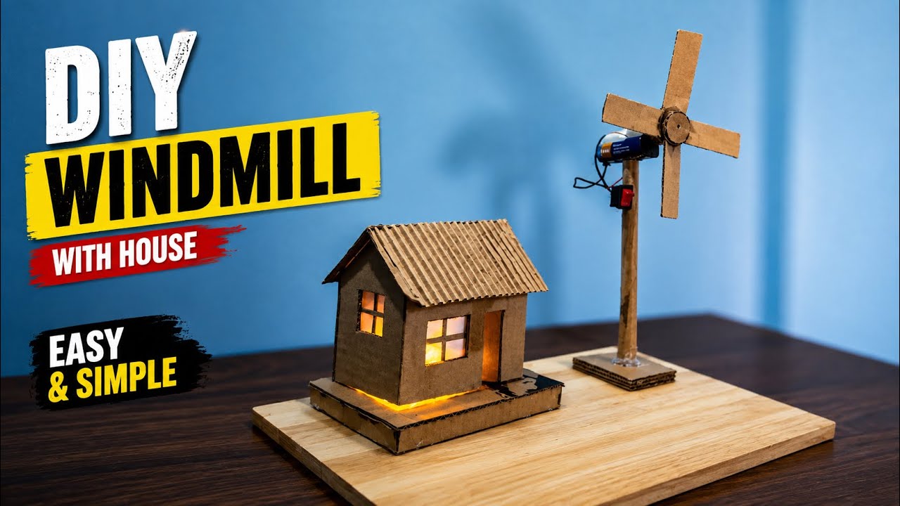 How To Make Working Model Of a Wind turbine from cordboard | School ...