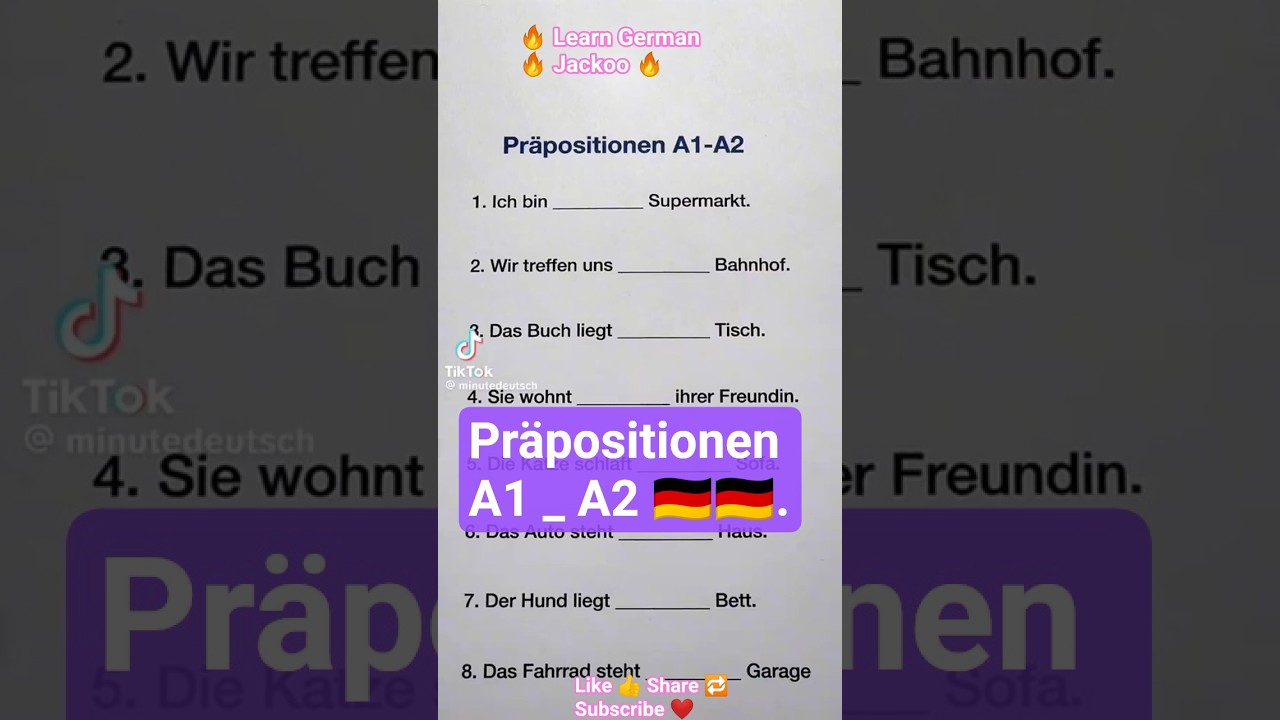 pr&auml;positionen A1_ A2 🇩🇪| learn easy German vocabulary #learngerman #germanlanguage