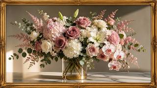 🌸 Luxury Pink & White Floral Arrangement | Elegant Flower Wall Art for Home Décor | Serenia Gallery