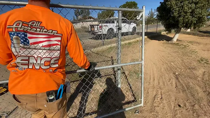 Chain link double swing gate install