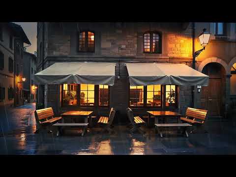 Rainy Jazz Music 🌧️ Cozy Café Street at Night | Relaxing Jazz Ambience