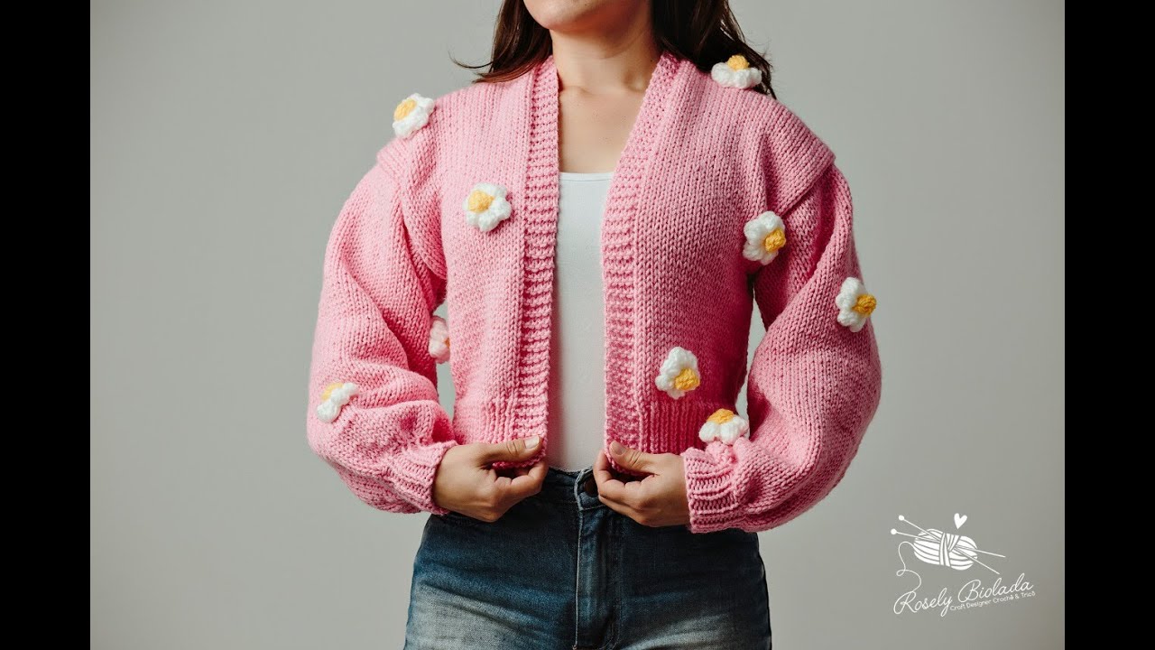 Fio Classic Pull Circulo - Como Fazer Maxi Cardigan Flores em Tricô
