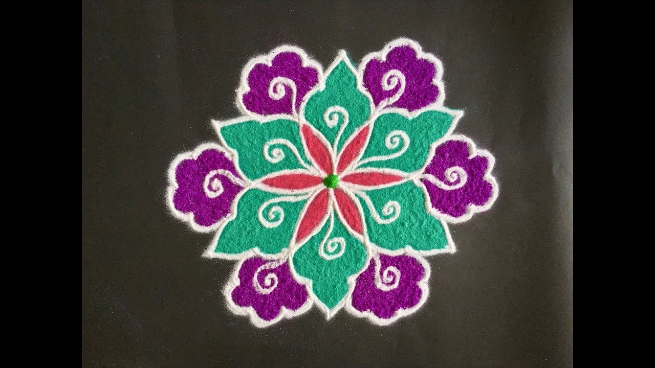 Simple Rangoli Design With Colours and Dots 9x5 for Festivals ...