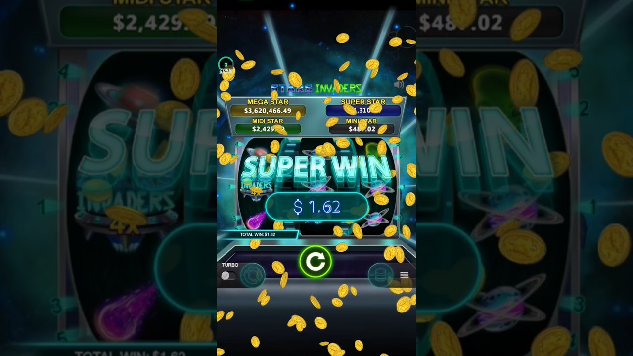 Free spins hit Super Win at Stars Invaders 