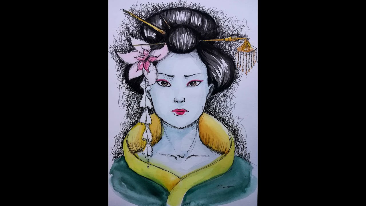 Cómo dibujar un geisha parte 2, acuarela - EICA ALBACETE - thptnganamst.edu.vn