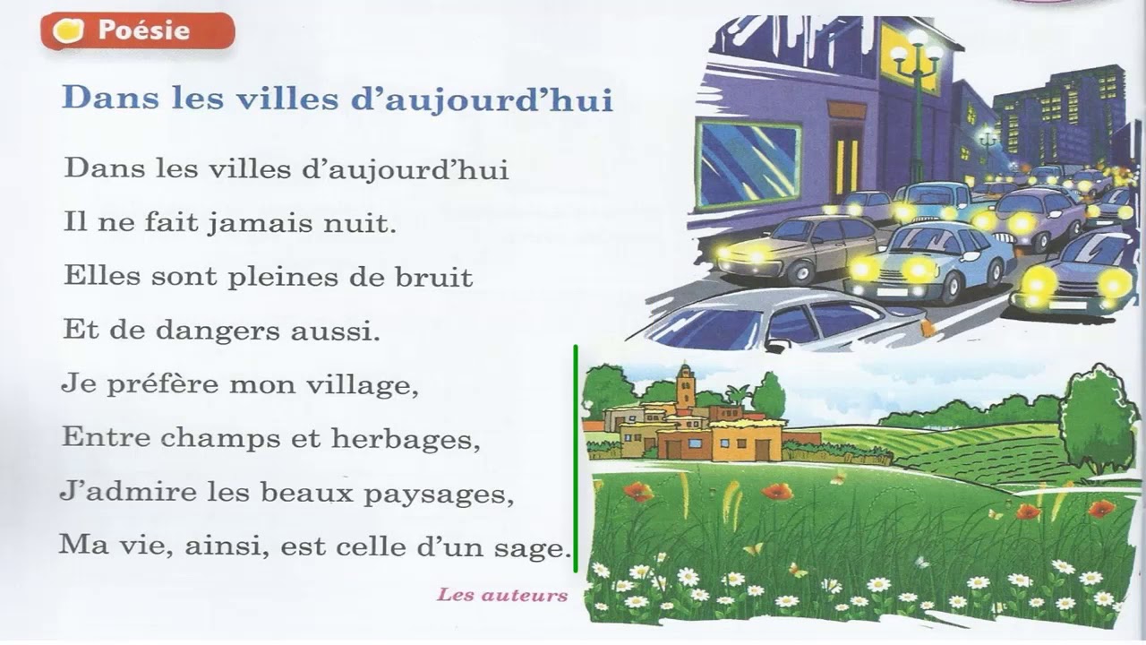 Poésie :  Dans les villes d’aujourd’hui / unité 4 / page 46 / le nouvel espace 2AP