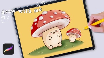 Procreate Drawing for Beginners! Cute Mushrooms illustration step by step tutorial
