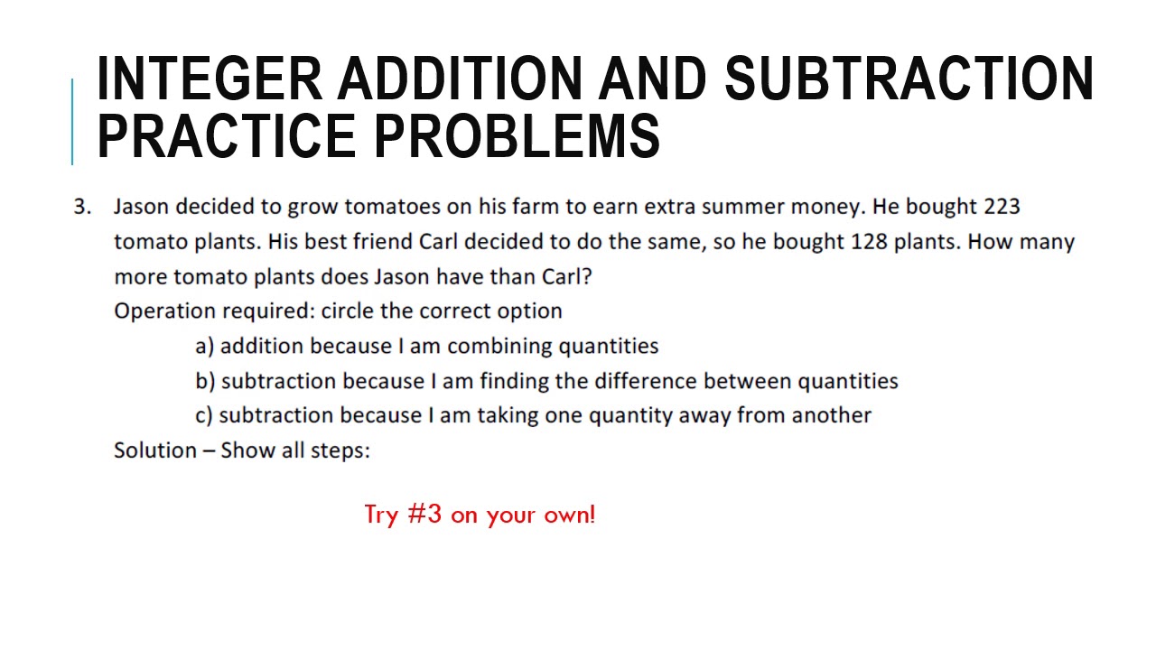Lesson 3D Integer Addition and Subtraction - YouTube