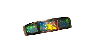 Inlaid Opal Ring 14K Yellow D Size 6 - 7635 Flashopal