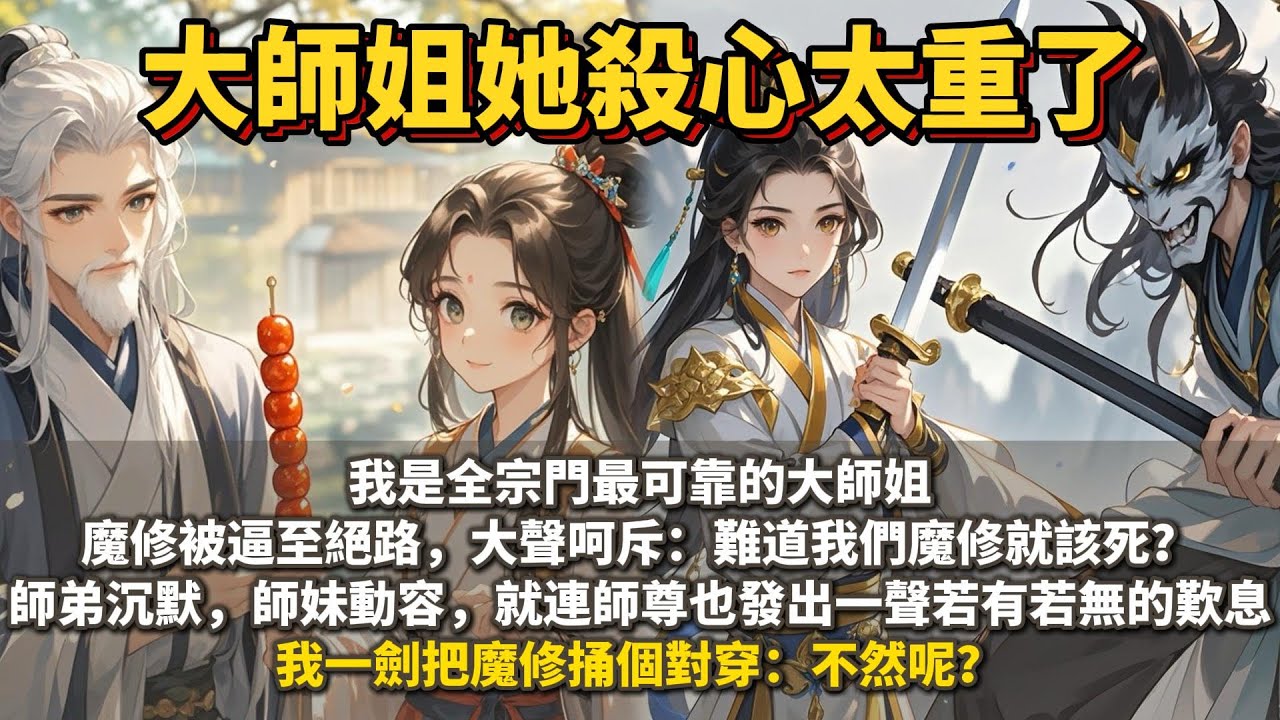 完結大女主沙雕文：大師姐殺氣太重了。魔修被逼至絕路，大聲呵斥：難道我們魔修就該死？ 師弟沉默，師妹動容，就連師尊也發出一聲若有若無的歎息。我一劍把魔修捅個對穿：不然呢？