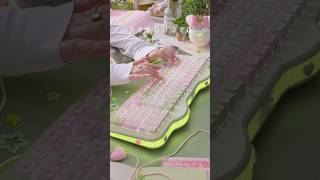 YUNZII C98 MAO Cake Kitten Wireless Mechanical Keyboard Green kawaii Cat Keycaps Green Pink Typing