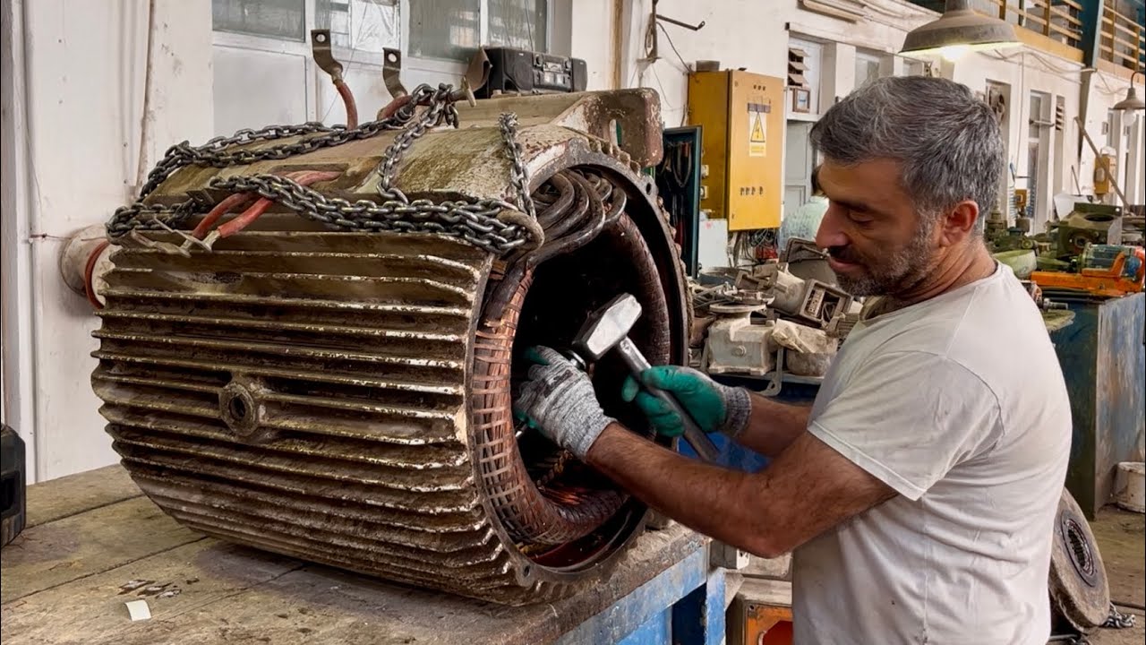 все об электродвигателях||подготовка электродвигателя 200 квт SIEMENS к обмотке