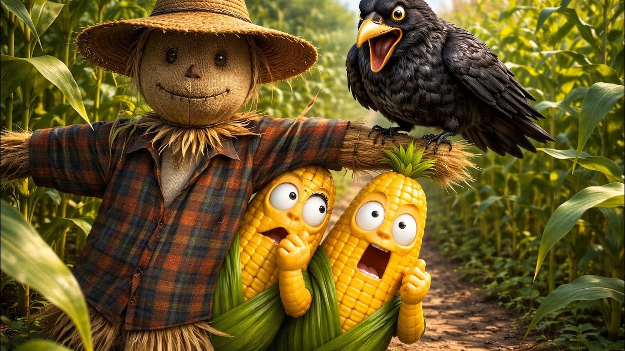 Funny Corn & Crow Story 🌽🐦 | Short Animated Chase | AI Cartoon Video best story