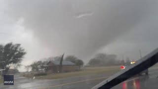 Watch: Massive Funnel Cloud Moves Across Texas Highway