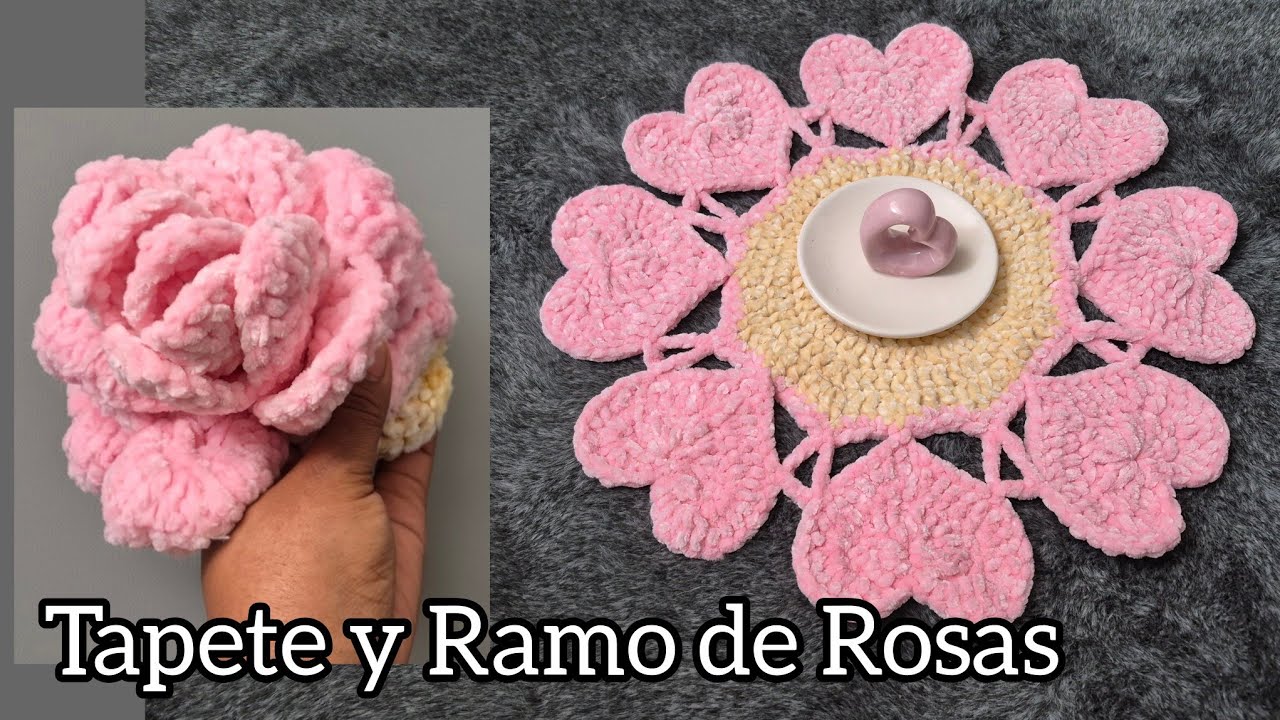 Tapete Bouquet corazones a Crochet idea de regalo #crochet #bouquet #crochet 