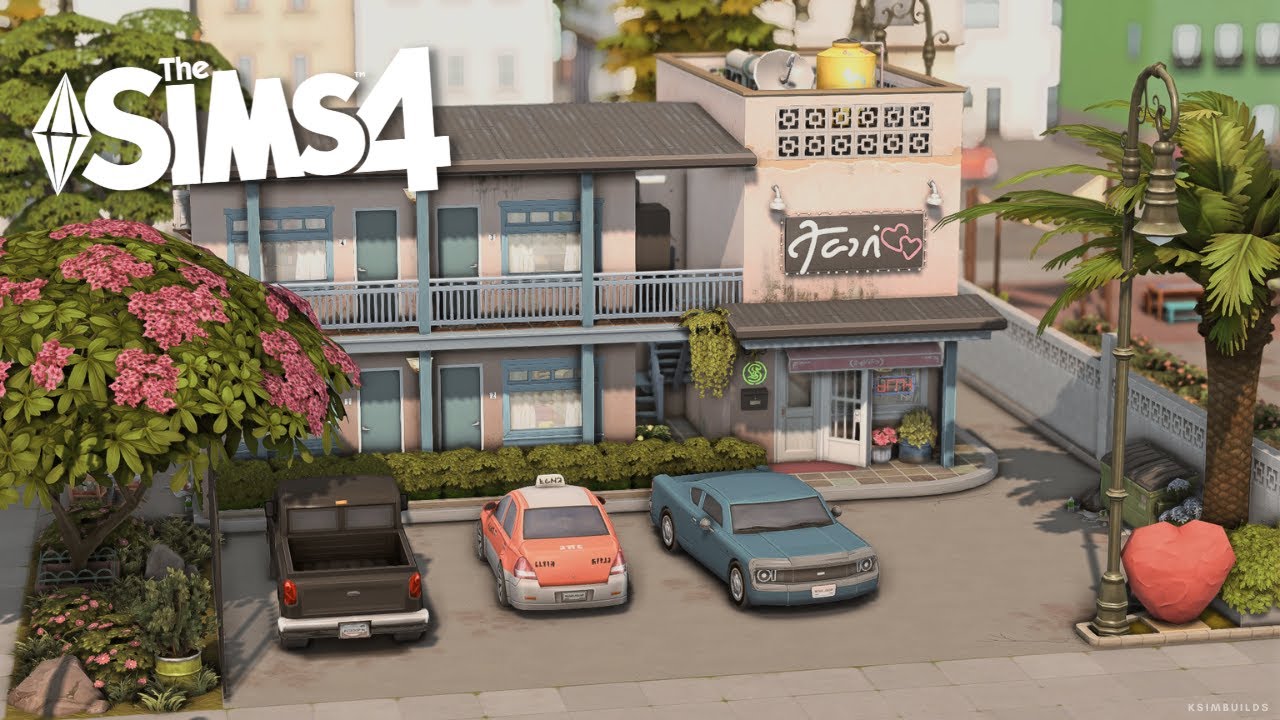 Мотель «Старая любовь» 💏🏽 и пиццерия 🍕 | Sims 4 Покадровая съёмка | Без CC