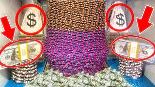 WORLD’S “LARGEST” POKER CHIP TOWER CRASHES DOWN! HIGH LIMIT COIN PUSHER MEGA MONEY CASINO JACKPOT!