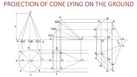 PROJECTION OF SOLIDS-CONE(Cone lying on HP on its generators.)