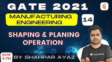 6:00 PM - GATE 2021 | Manufacturing Engg by Shahpar Ayaz | Shaping & Planing Operation