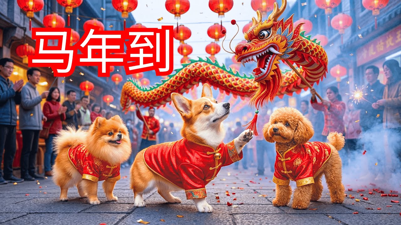 【2026马年新年歌】 《马年到》 Funny Corgi, Poodle & Pomeranian Chinese New Year Song