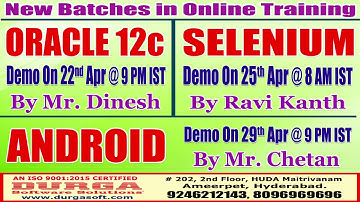 New Batches in Online Training @ DURGASOFT