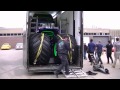 Grave Digger trailer fitting tires in