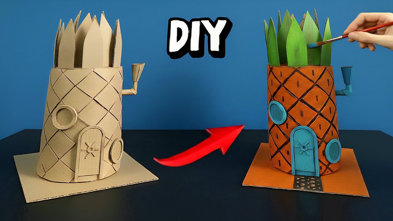 DIY SpongeBob Pineapple House | Cardboard Craft Tutorial