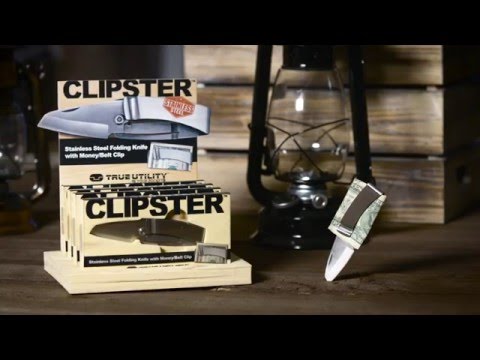 CLIPSTER by True Utility - The Perfect EDC Pocket Knife with Belt/Money Clip