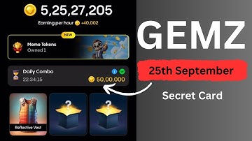 Gemz Daily Combo Today | Gemz Daily code 25 September | Daily Combo Gemz Today #gemzdailycode