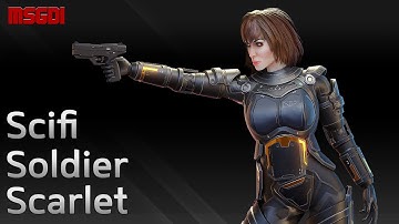 Scifi Soldier Scarlet 3D Model