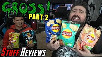 We Try Gross Flavor Chips Vol 3! - Sizzling Squid, Crawfish, Crab, Oyster, Prawn & More!