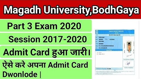 Magadh University Part 3 Exam 2020 Admit Card Release|MU Part 3 Exam Admit Card Dwonlode||Target Rai