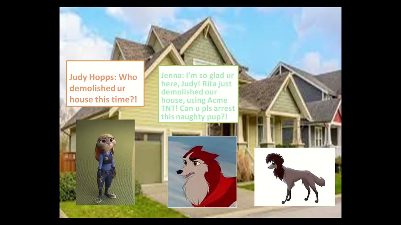 RITA (OLIVER & COMPANY) DESTROYS BALTO’S HOUSE USING ACME TNT/GOES TO JAIL!