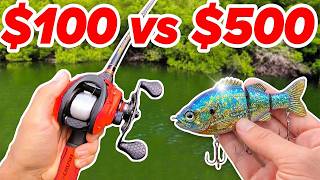 $100 Walmart vs $500 Bass Pro Shops Budget Fishing Challenge | Every Fish I Catch Becomes My Bait!