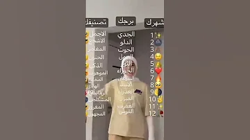 شهرك برجك تصنيفك أنا شهر 5 لاتنسوا الاشتراك في القناة وتفعيل الجرس اكسبلور اكسبلور لايك كومنت 