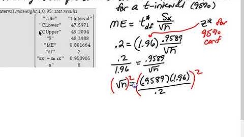 8.3 #6 Find sample size for a desired margin of error: t interval