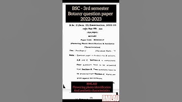 Botany-3rd semester..#rmlau question paper #bsc