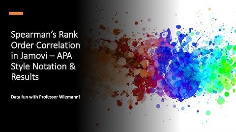 Spearman’s Rank Order Correlation in Jamovi – APA Style Notation & Results