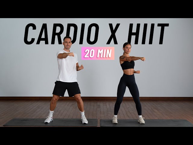 20 MIN CARDIO HIIT WORKOUT - ALL STANDING - Full Body, No Equipment, No Repeats class=