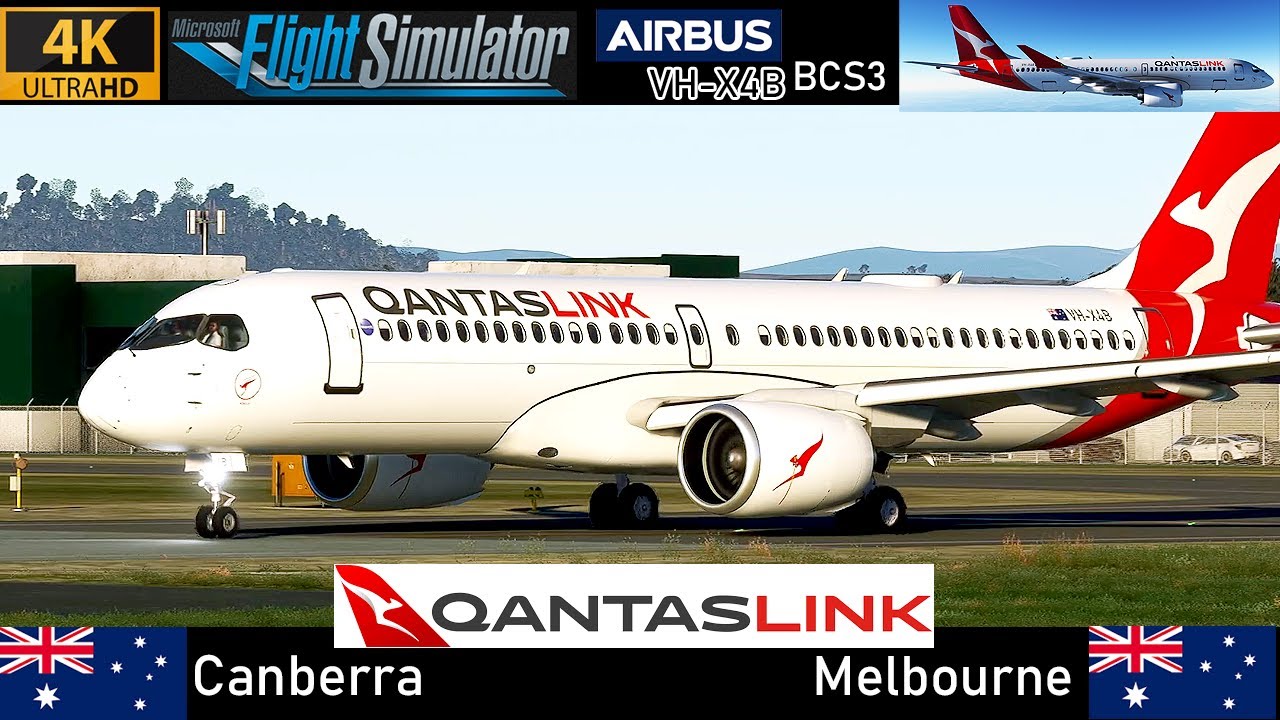 [4K] Canberra (AU) ✈ Melbourne (AU) | QantasLink BCS3 [VH-X4B] Full Flight | MSFS 2020