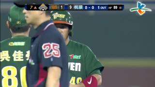 20130723 CPBL 獅 VS 猿 7上 張泰山左外野一分打點二壘安打