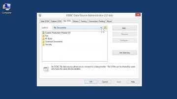 Windows 8.0 Professional -View File Data Sources in ODBC Data Source