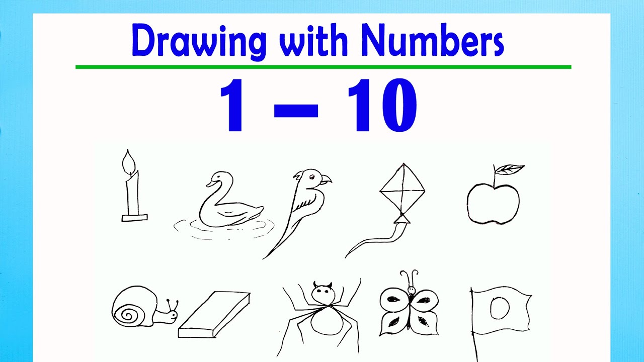 How To Draw With Numbers 1 To 10 Drawing Using Numbers Youtube