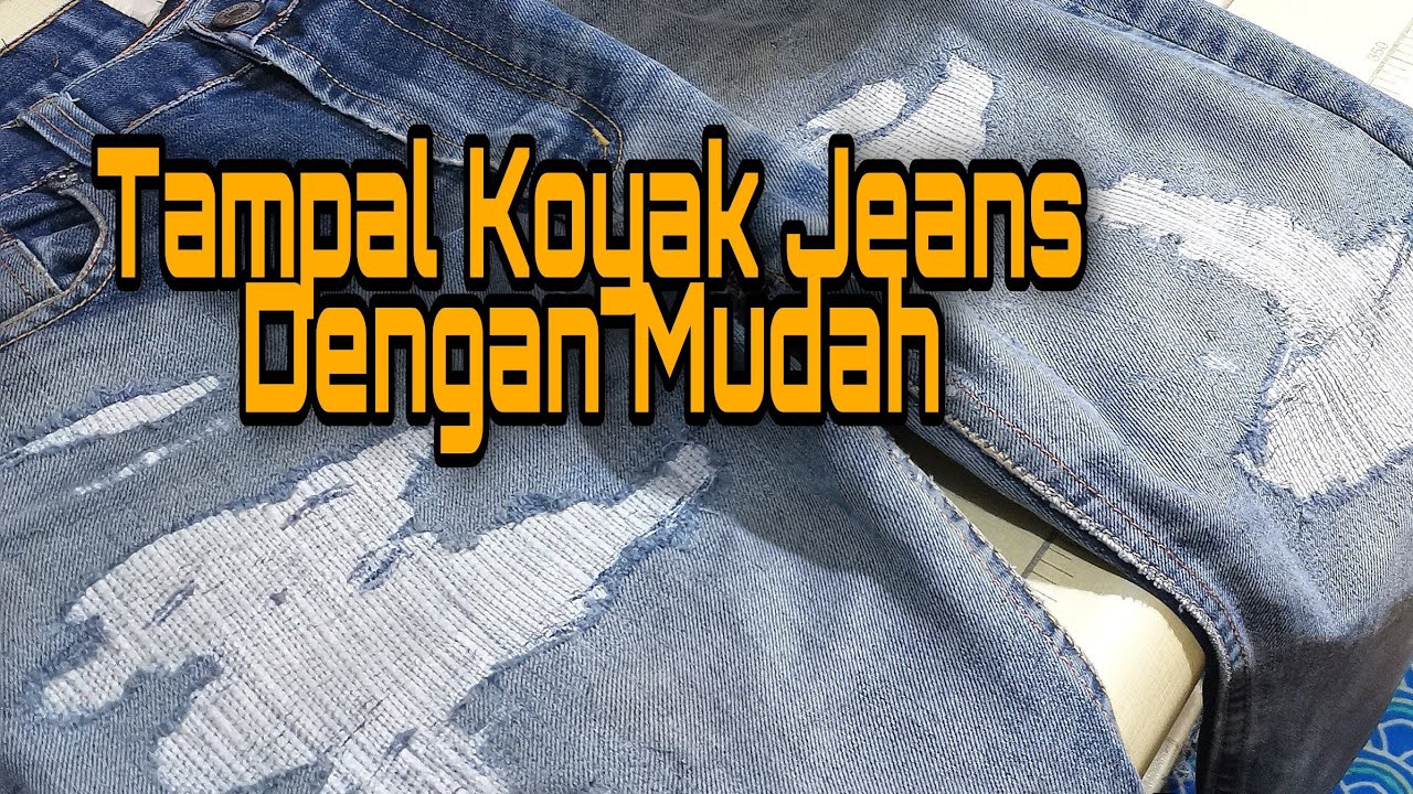 Tutorial Cara Mudah Tampal koyak dan zigzag/How Eazy to patch & zigzag your ripped jeans