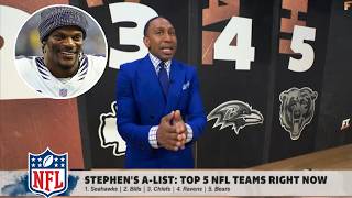 FIRST TAKE | Lamar Jackson’s Ravens Rank No. 4 - Stephen A. Smith’s A-List:TOP 5 NFL TEAMS RIGHT NOW