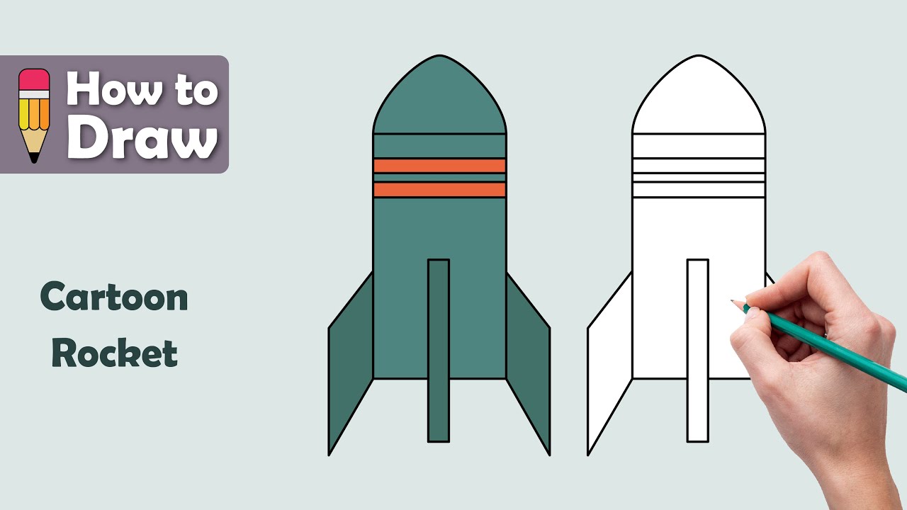 [#3/9] Draw a Cartoon Rocket 🧑‍🚀 Step-by-Step 🖍️ 
