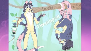 Drake the opossum ref sheet commission timelapse / speedpaint | Таймлапс комишного референса