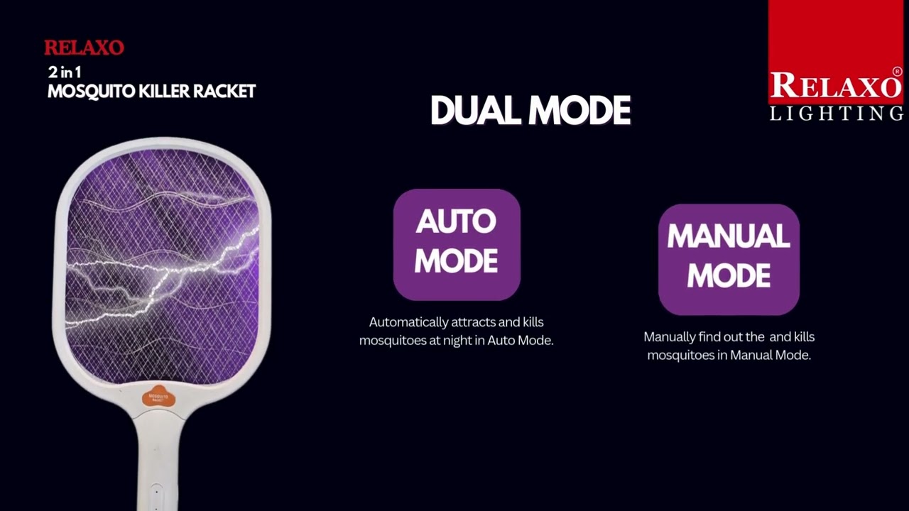 Relaxo 2-in-1 Mosquito Killer Racket | Dual Mode | UV LED with Rechargeable Battery